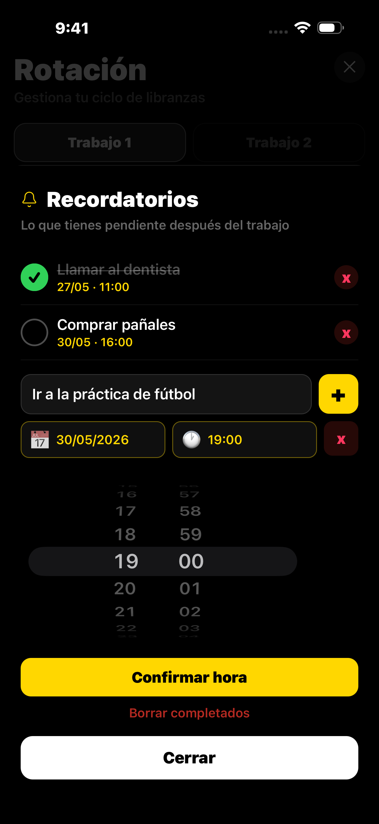 Creando recordatorio